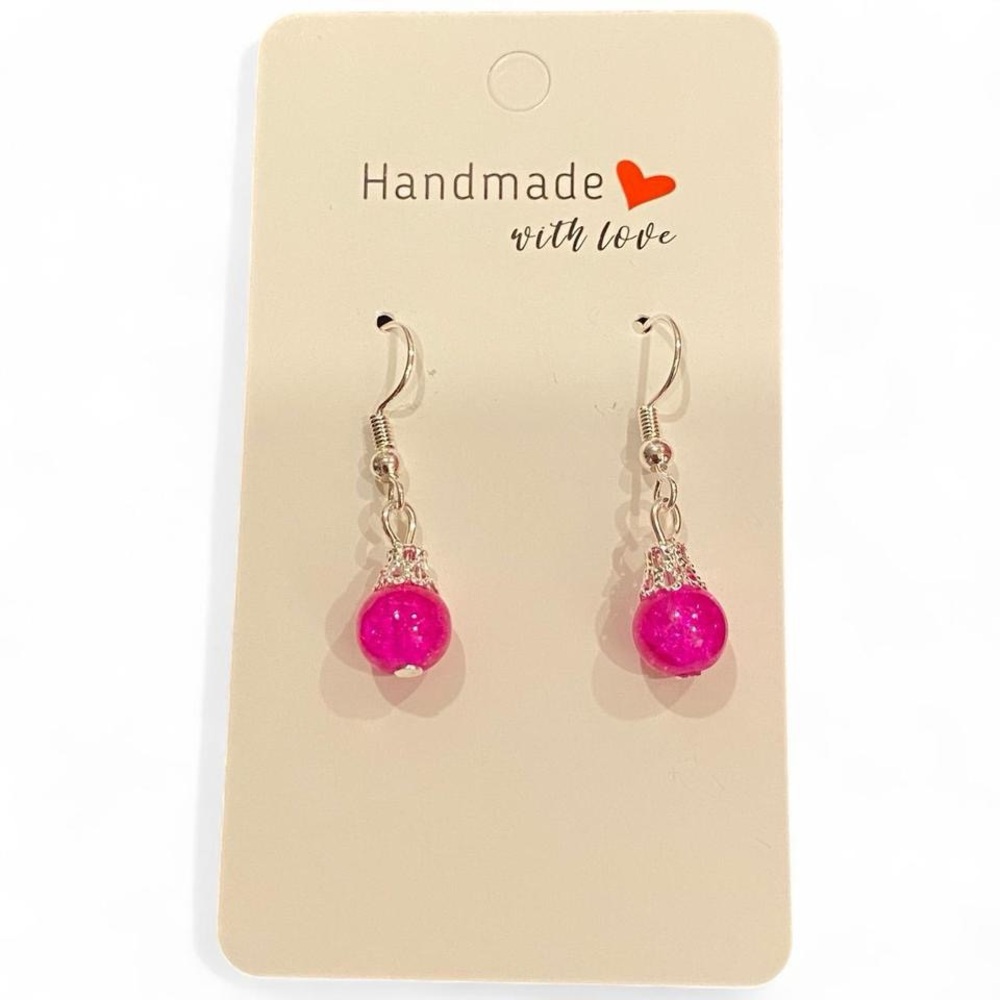 Pink Beaded Dangle Earrings